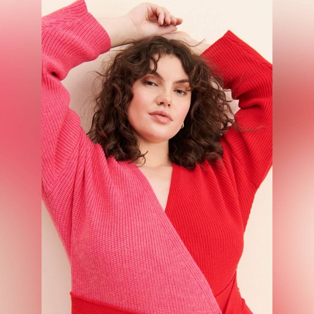 Estella Sweater Dress Pink/Red Large